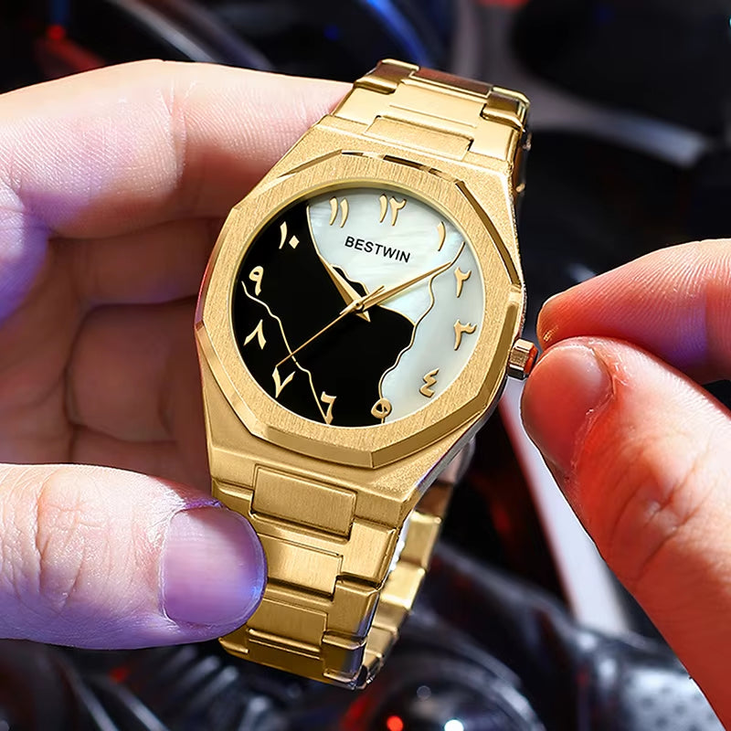 Reloj Hombre BESTWIN Creative Dial Watches Men'S Watch Gold Shell Face Business Fashion Watches for Men Relogios Masculino