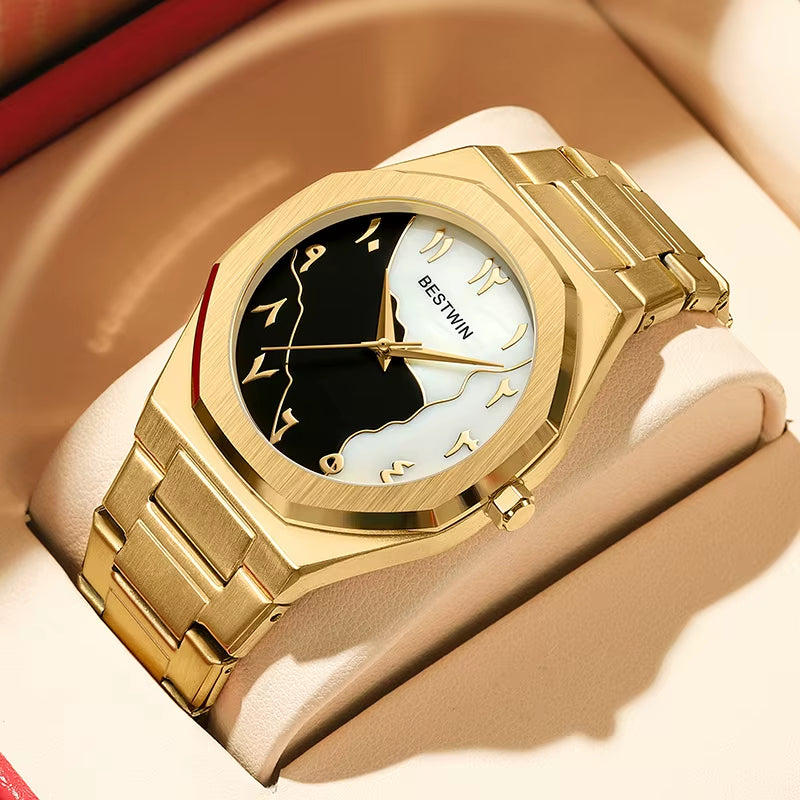 Reloj Hombre BESTWIN Creative Dial Watches Men'S Watch Gold Shell Face Business Fashion Watches for Men Relogios Masculino